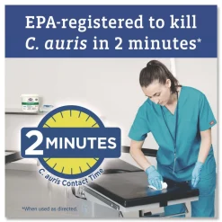 Clorox Healthcare 12 in. x 11 in. Hydrogen Peroxide Cleaner Disinfectant Wipes - Unscented White (2/Carton)