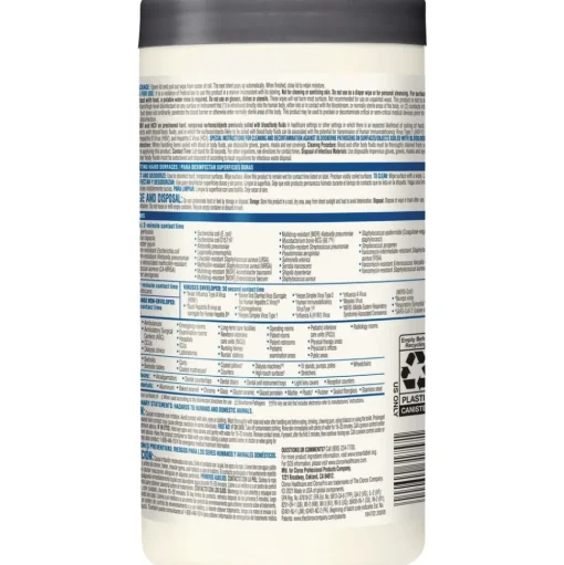 Clorox Healthcare VersaSure 6.75 in. x 8 in. 1-Ply Cleaner Disinfectant Wipes - Original Scent White