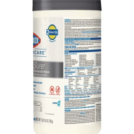 Clorox Healthcare VersaSure 6.75 in. x 8 in. 1-Ply Cleaner Disinfectant Wipes - Original Scent White