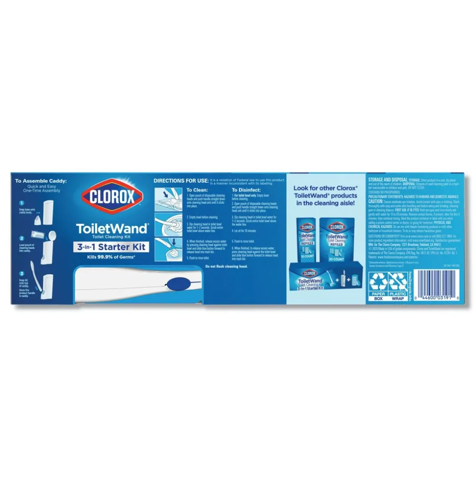 Clorox ToiletWand Disposable Toilet Cleaning System with Handle/Caddy/Refills - White (6/Carton)