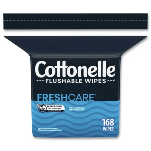 Cottonelle 10358 5 in. x 7.25 in. 1-Ply Fresh Care Flushable Cleansing Cloths - White (8/Carton)