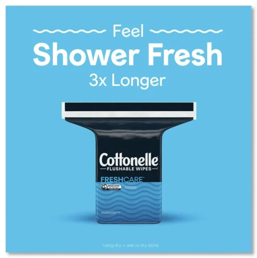 Cottonelle 10358 5 in. x 7.25 in. 1-Ply Fresh Care Flushable Cleansing Cloths - White (8/Carton)