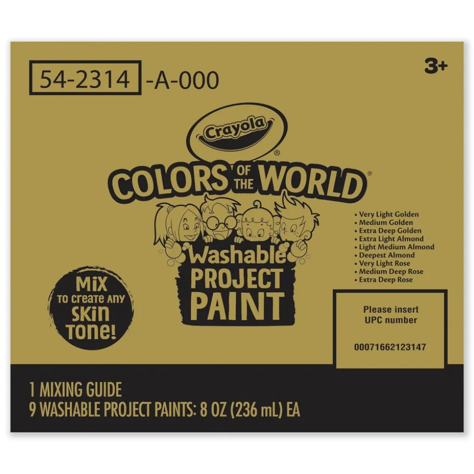 Crayola 8 oz. Bottles Colors of the World Washable Paint - 9 Assorted Colors