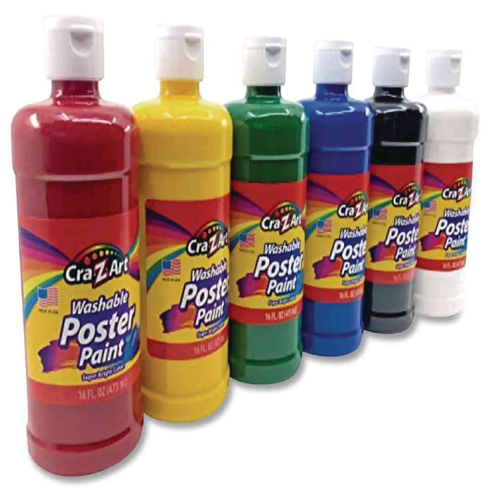 Cra-Z-Art Washable Kids Paint, Assorted Colors, 16 oz Bottle, 6/Pack