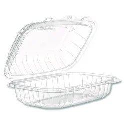 Dart 6.5 in. x 9 in. x 3 in. ProPlanet Microwaveable Hinged Plastic Containers - Clear (300/Carton)