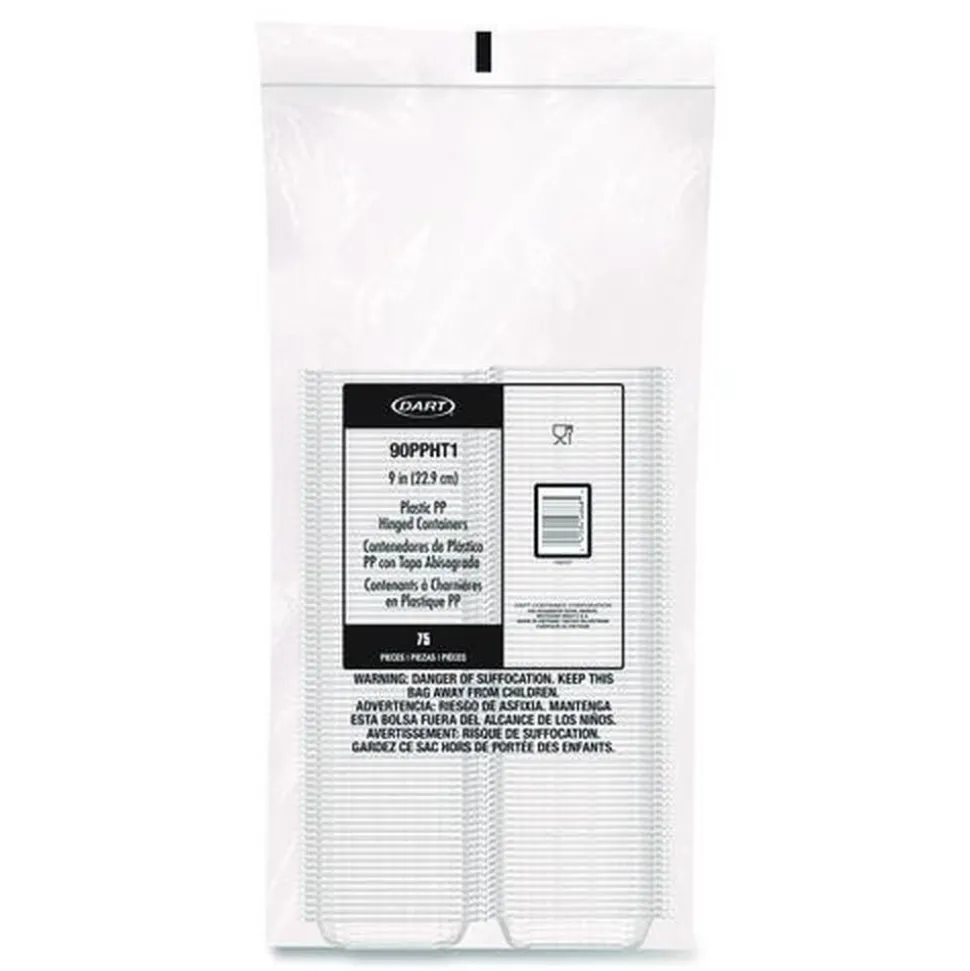 Dart 9 in. x 8.75 in. x 3 in. ProPlanet Microwaveable Plastic Hinged Containers - Clear (150/Carton)