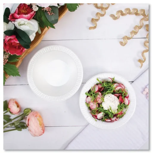 Dart 10 oz. - 12 oz. Quiet Classic Laminated Foam Dinnerware Bowls - White (1000/Carton)