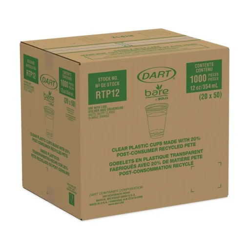 Dart Bare Eco-Forward 12 oz to 14 oz RPET Cold Cups (1000/Carton)