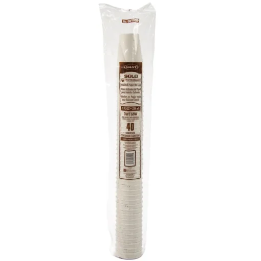 Dart Thermoguard 8 oz. Insulated Paper Hot Cups - White Sustainable Forest Design (40/Pack)