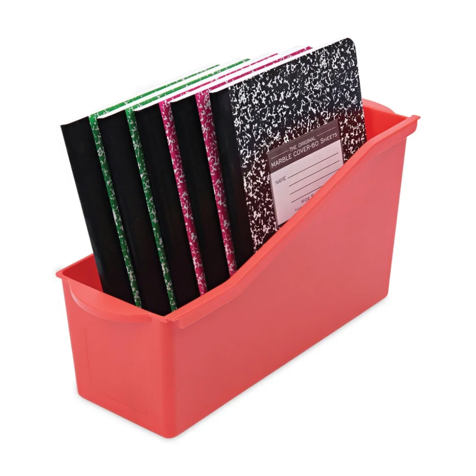 Deflecto 14.2 in. x 5.34 in. x 7.35 in. Antimicrobial Book Bin - Red