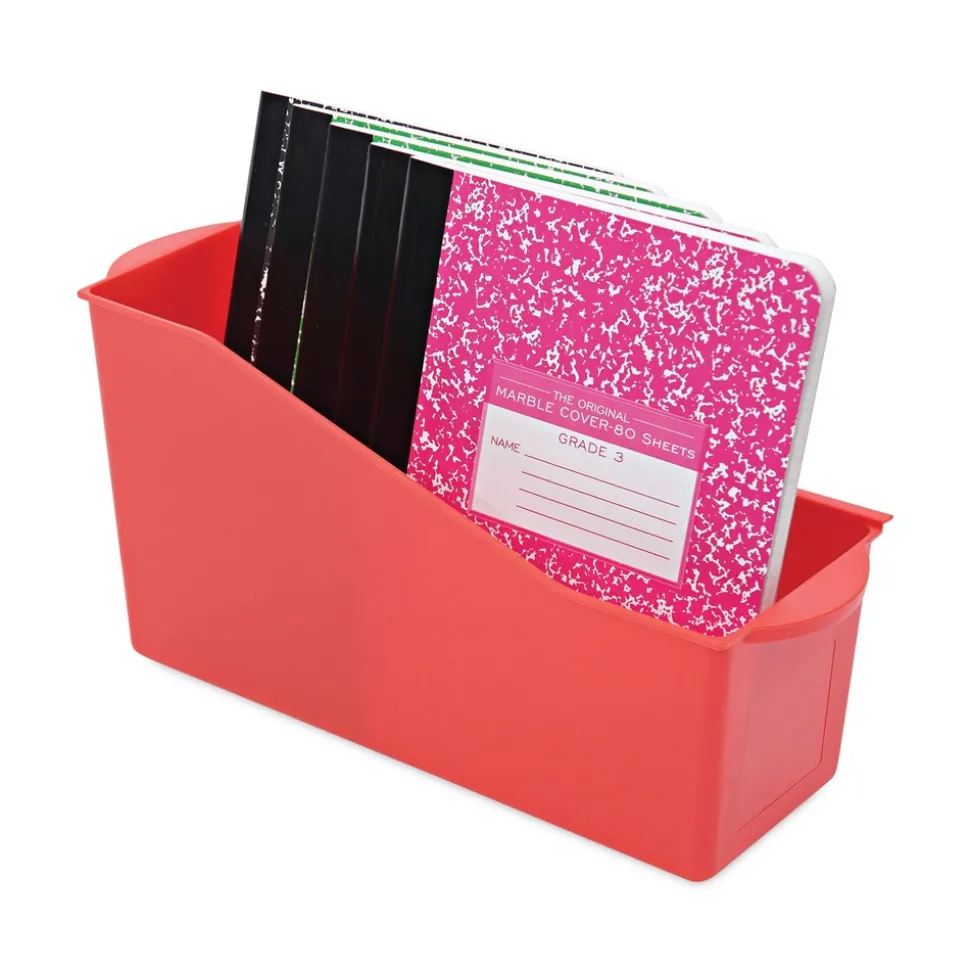 Deflecto 14.2 in. x 5.34 in. x 7.35 in. Antimicrobial Book Bin - Red