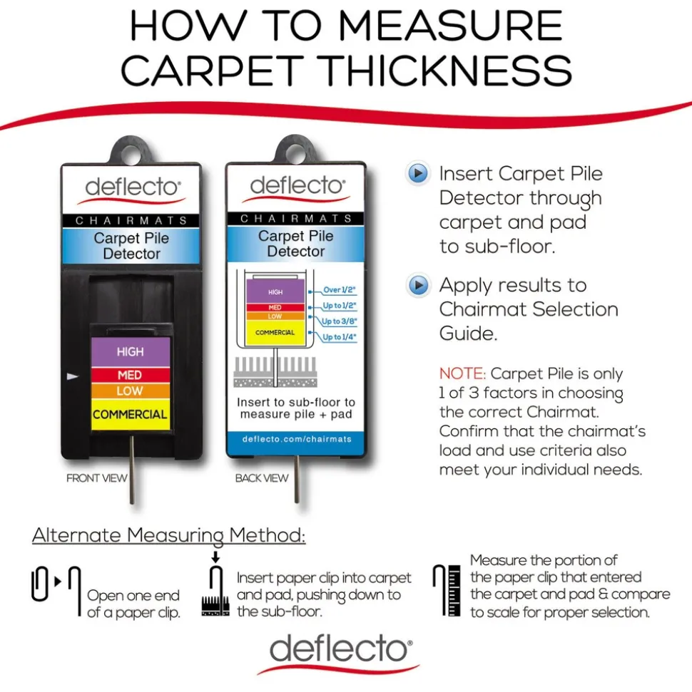 Deflecto 36 x 48 SuperMat Frequent Use Flat Lipped Chair Mat for Med Pile Carpet - Clear