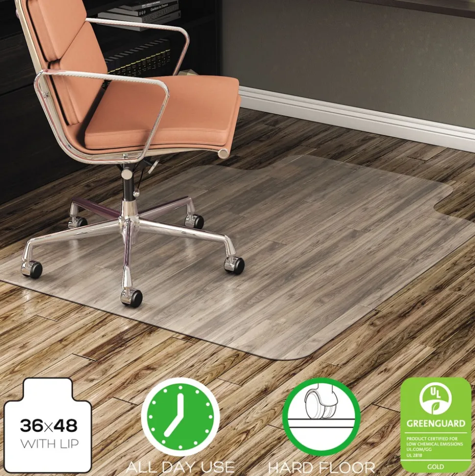 Deflecto EconoMat 36 in. x 48 in. Lipped Flat Packed All Day Use Chair Mat for Hard Floors - Clear