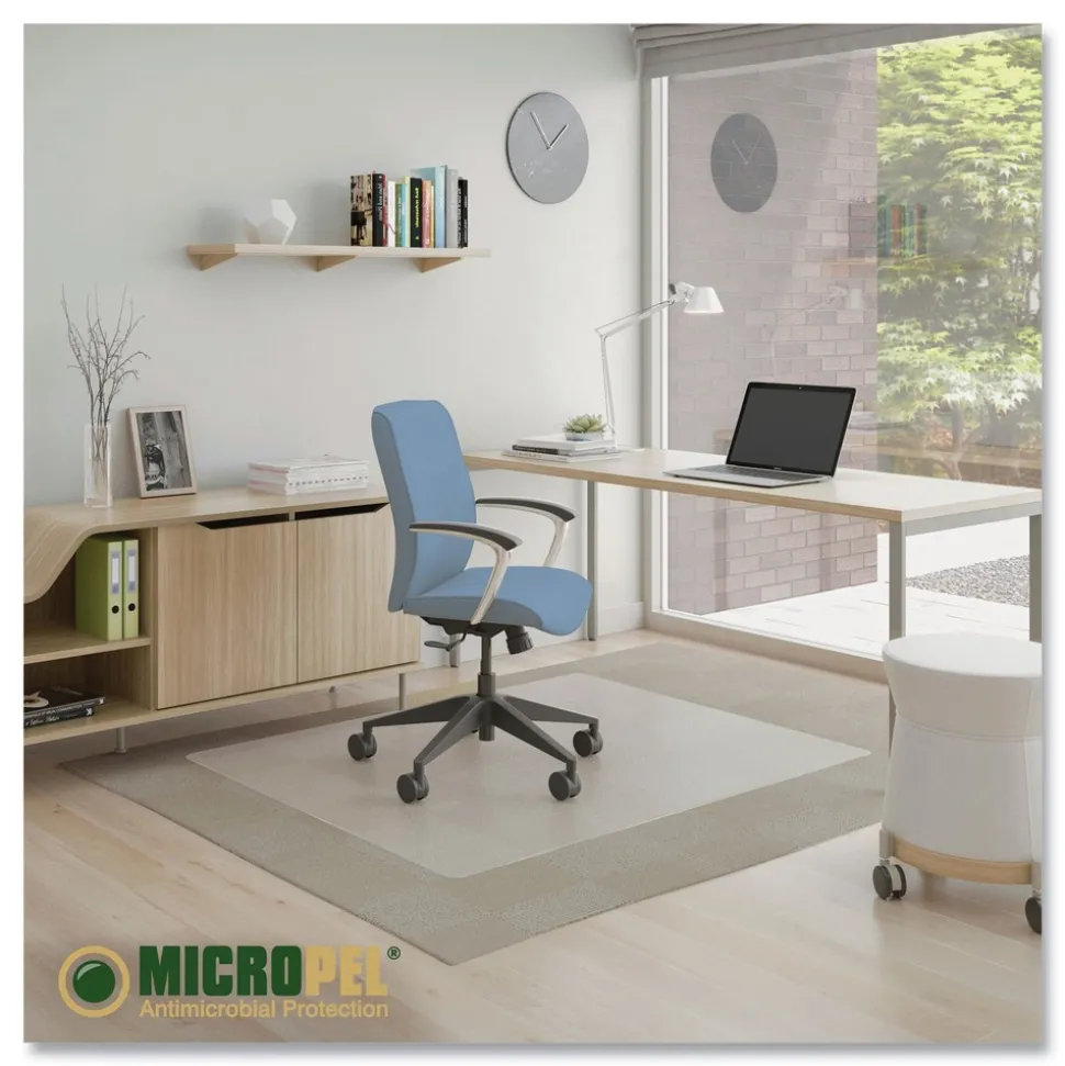 Deflecto Medium Pile Carpet Rectangular 60 in. x 46 in. Antimicrobial Chair Mat - Clear