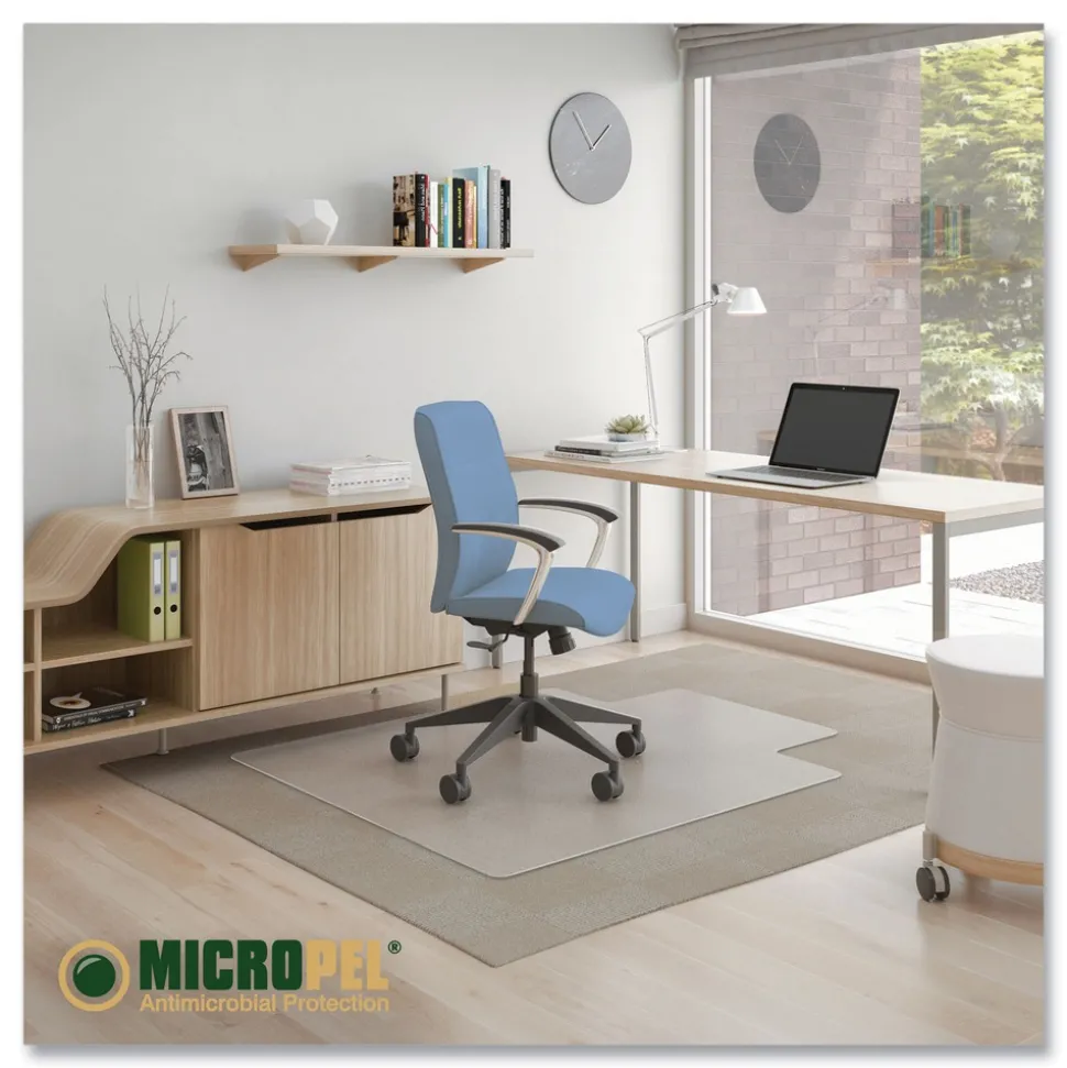 Deflecto Medium Pile Carpet Lipped 48 in. x 36 in. Antimicrobial Chair Mat - Clear (1/Carton)