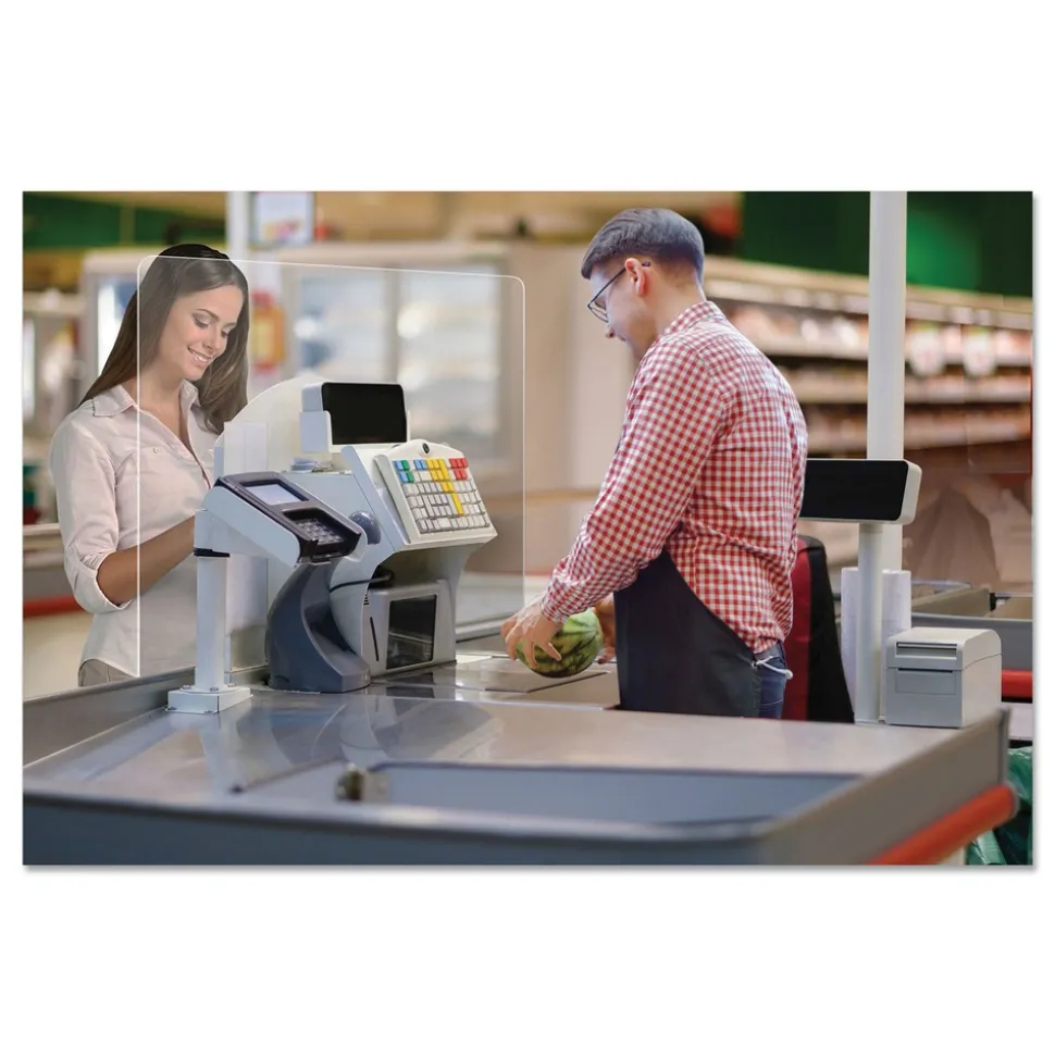 Deflecto PBCMPC2331F 23.75 in. x 31.75 in. Polycarbonate Mounting Safety Barrier with Full Shield - Clear (2/Carton)