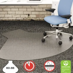 Deflecto SuperMat Medium Pile Carpet Frequent Use 60 in. x 66 in. Workstation Chair Mat - Clear