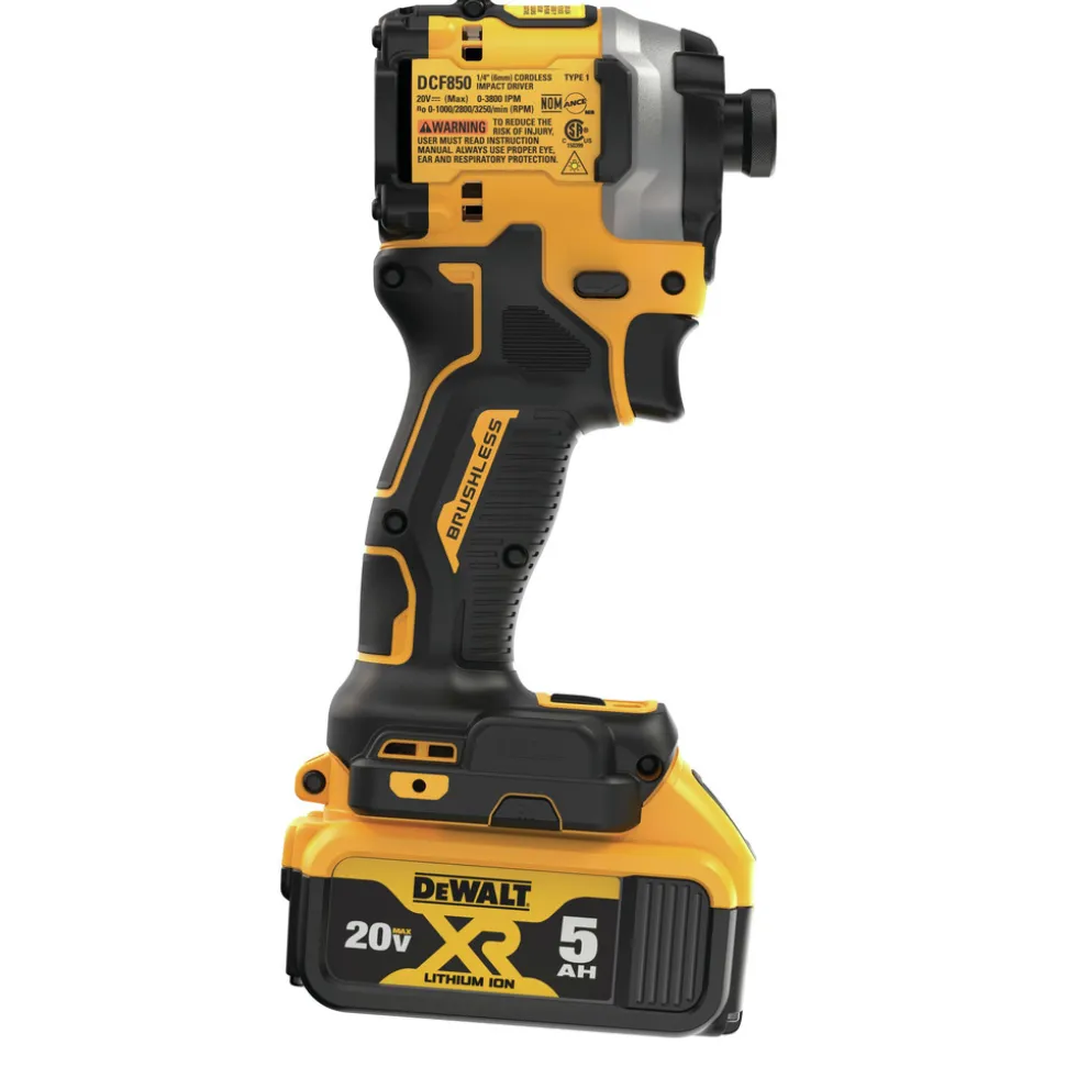 Dewalt ATOMIC 20V MAX Brushless Lithium-Ion 1/4 in. Cordless 3-Speed Impact Driver Kit (5 Ah)