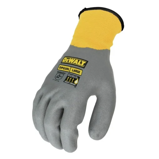 Dewalt (12/Box) Full Dip Water-resistant Breathable Work Gloves - XL, Gray/Yellow