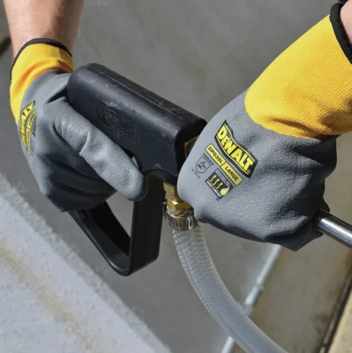 Dewalt (12/Box) Full Dip Water-resistant Breathable Work Gloves - XL, Gray/Yellow