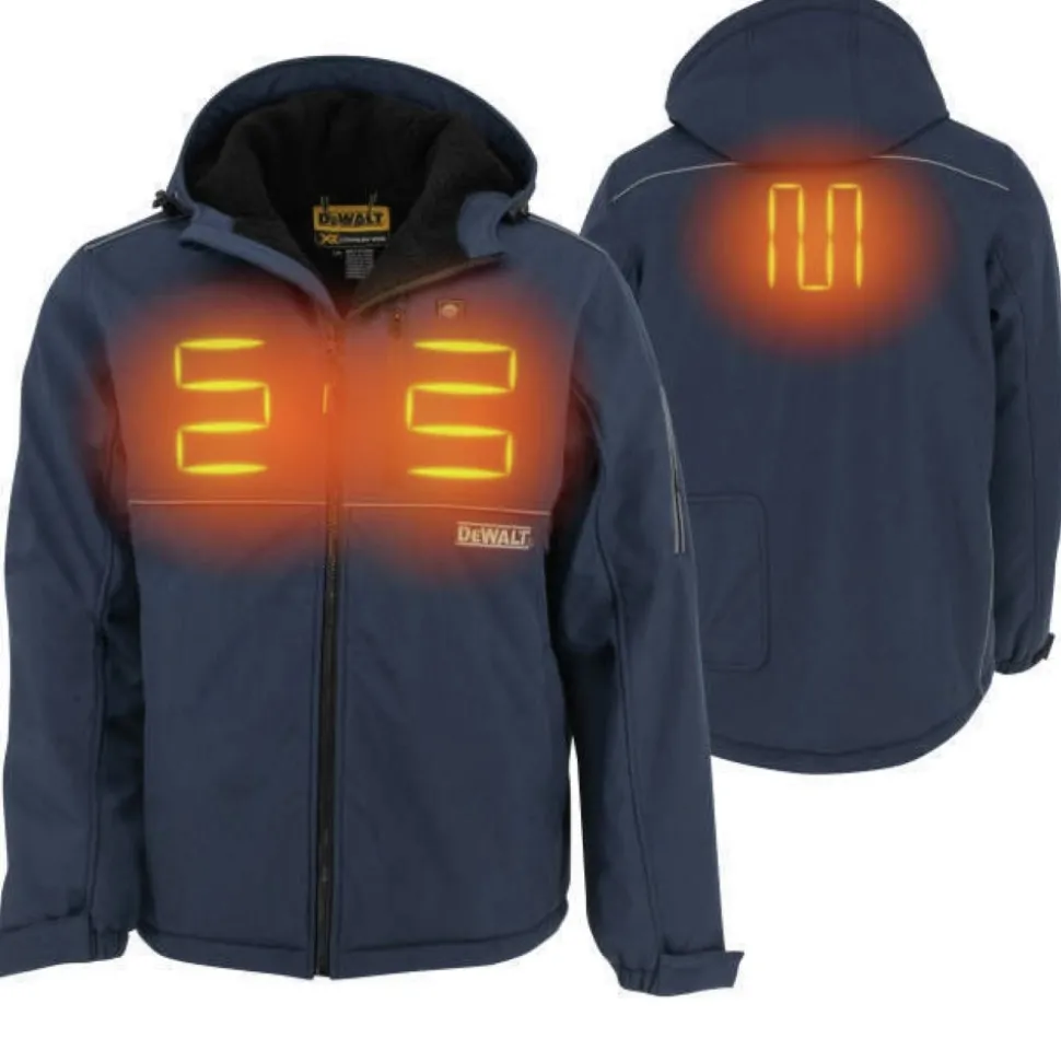 Dewalt Men's Heated Soft Shell Jacket with Sherpa Lining Kitted - Small, Navy