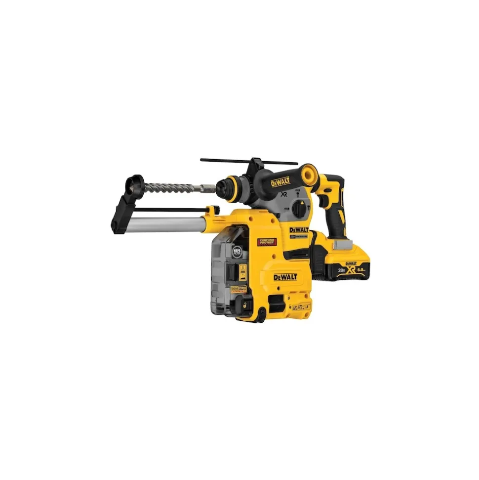 Dewalt 20V MAX XR Brushless Cordless 1-1/8 in. L-Shape SDS PLUS Rotary Hammer Kit with On Board Extractor (6 Ah)