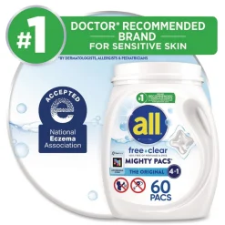 Dial MIGHTY PACS Free Clear Laundry Detergent (4/Carton)