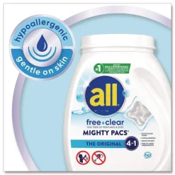Dial MIGHTY PACS Free Clear Laundry Detergent (4/Carton)