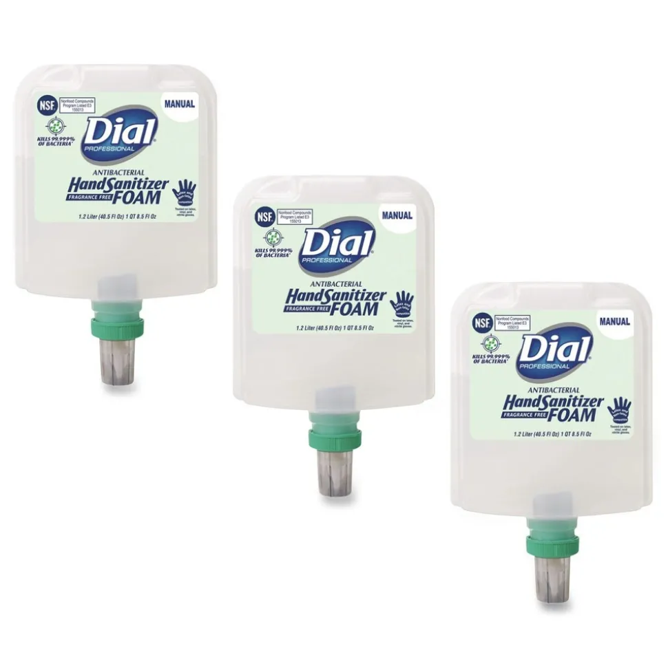 Dial Professional 1.2 Liter Antibacterial Foaming Hand Sanitizer Refill for Dial 1700 Dispenser - Fragrance-Free (3/Carton)