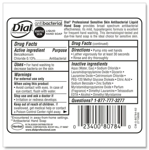 Dial Professional 16 oz. Antibacterial Liquid Hand Soap for Sensitive Skin - Light Floral Scent (12/Carton)