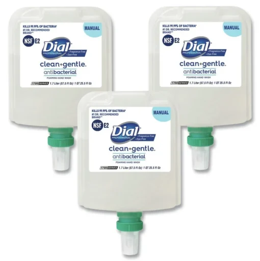 Dial Professional CleanPlusGentle 1.7 Liter Antibacterial Foaming Hand Wash Refill for 1700 Dispenser - Fragrance-Free (3/Carton)