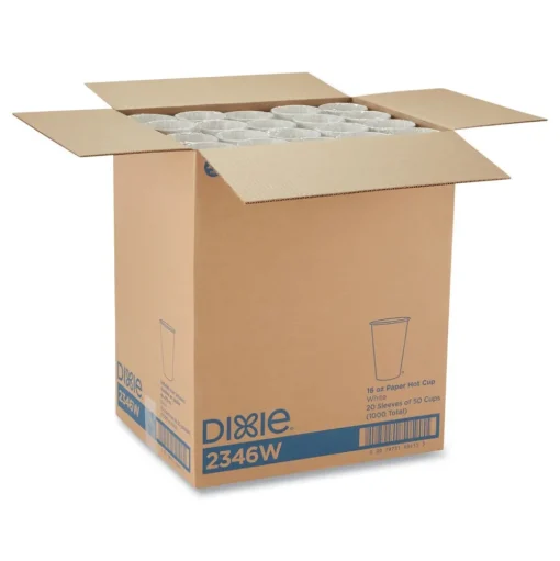 Dixie 16 oz. Paper Hot Cups - White (50/Sleeve, 20 Sleeves/Carton)