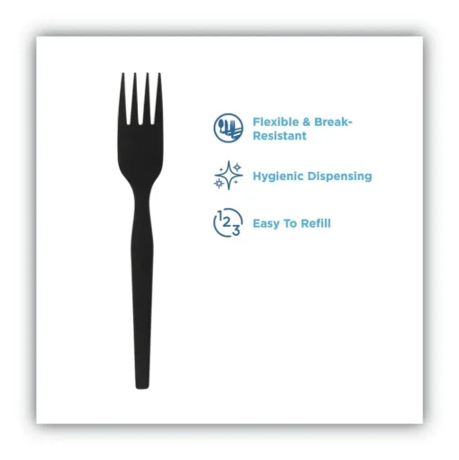 Dixie SmartStock Series-O 6 in. Heavyweight Plastic Cutlery Forks Refill - Black (40/Pack, 24 Packs/Carton)