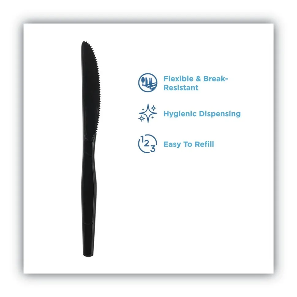 Dixie SmartStock Series-O 7 in. Heavyweight Plastic Cutlery Knives Refill - Black (40/Pack, 24 Packs/Carton)