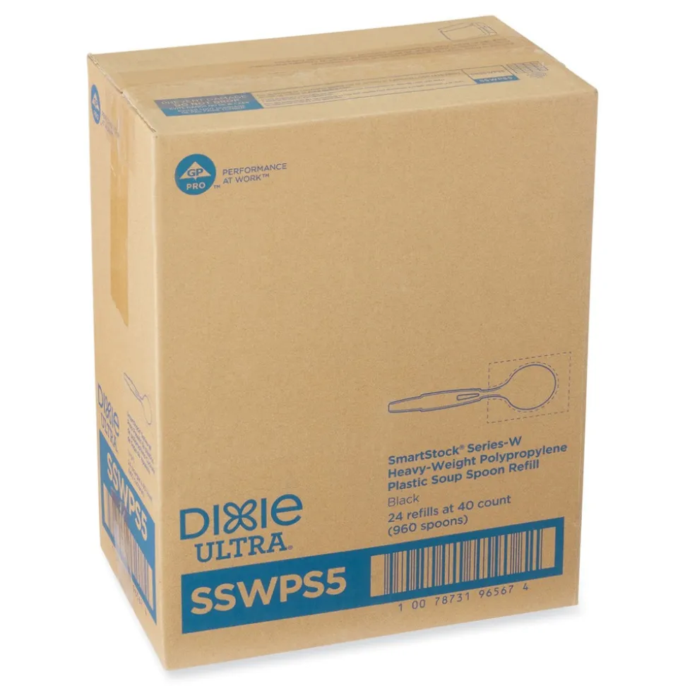 Dixie SmartStock Wrapped Heavyweight Cutlery Soup Spoos Refill - Black (960/Carton)