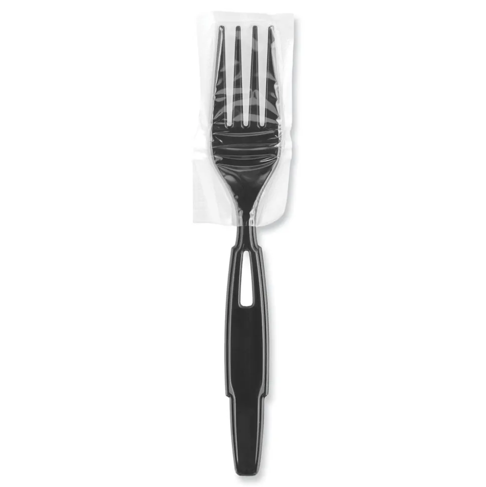 Dixie SmartStock Wrapped Heavyweight Cutlery Forks Refill - Black (960/Carton)