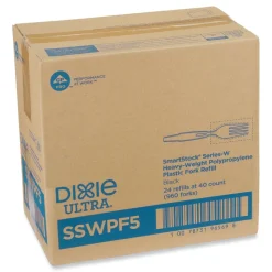 Dixie SmartStock Wrapped Heavyweight Cutlery Forks Refill - Black (960/Carton)