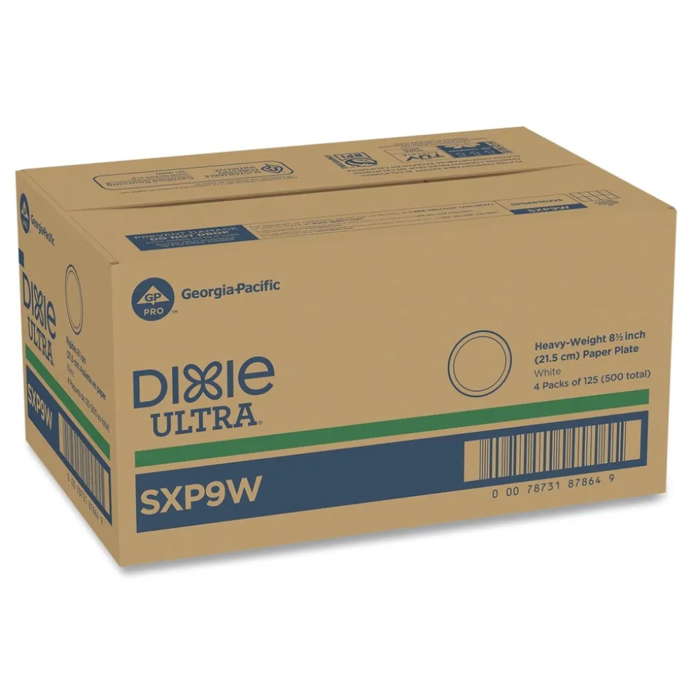 Dixie Ultra 8.5 in. Diameter Heavy-Weight Paper Plates (125/Pack, 4 Packs/Carton)