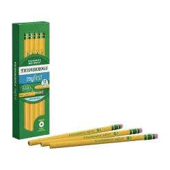 Dixon Ticonderoga Beginners HB (#2) Woodcase Pencil with Eraser and Microban - Black Lead/Yellow Barrel (12/Pack)