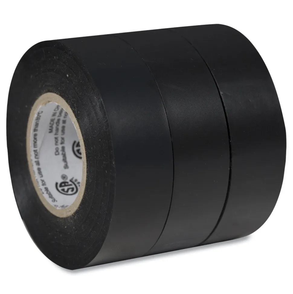 Duck 0.75 in. x 50 ft. 1 in. Core Pro Electrical Tape - Black (3/Pack)