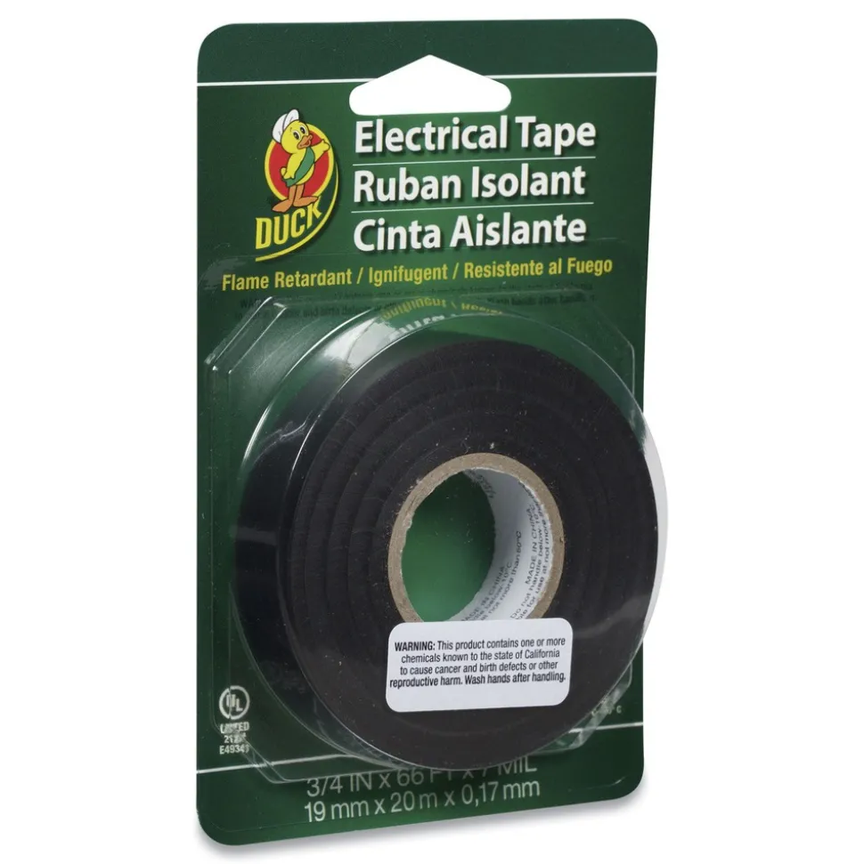 Duck 0.75 in. x 66 ft. 1 in. Core Pro Electrical Tape - Black (1-Roll)