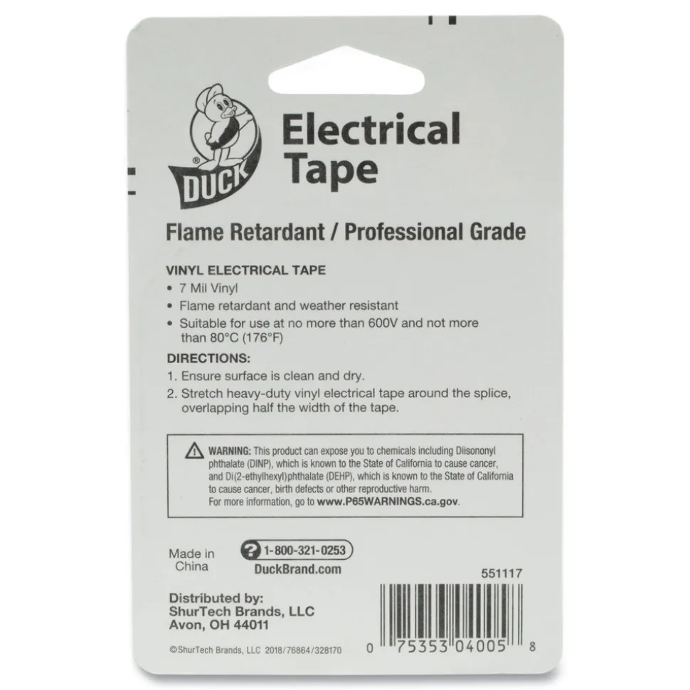 Duck 0.75 in. x 66 ft. 1 in. Core Pro Electrical Tape - Black (1-Roll)