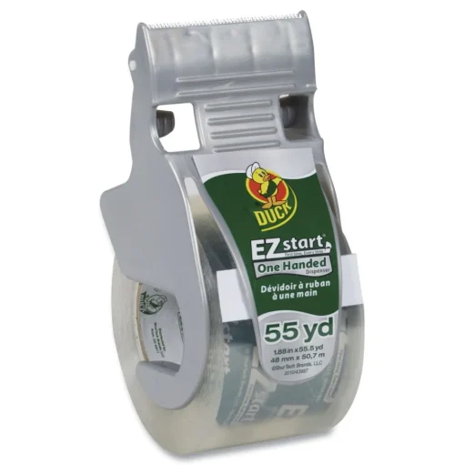 Duck EZ Start 1.88 in. x 55.5 yards 1.5 in. Core Premium Packaging Tape with Dispenser - Clear (1-Roll)
