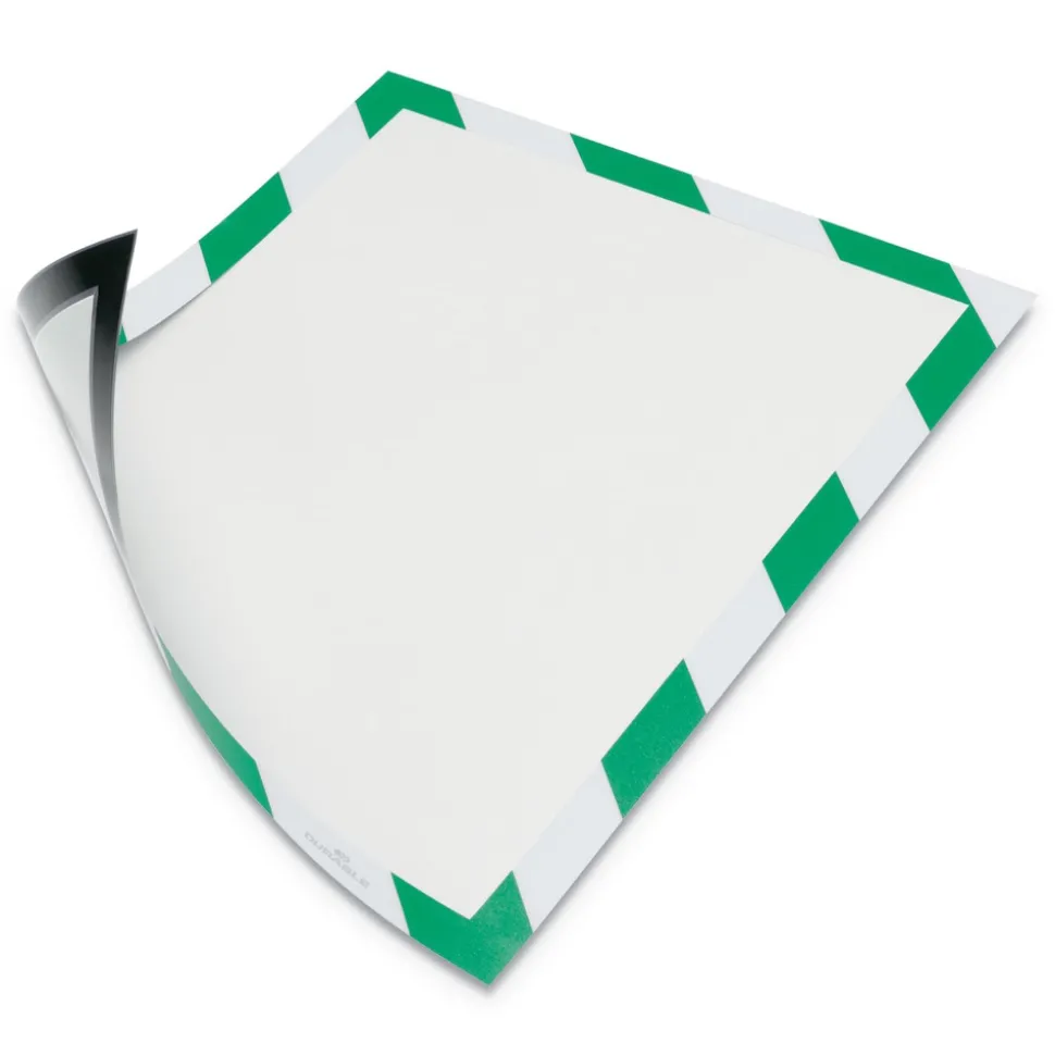 Durable 8.5 in. x 11 in. DURAFRAME Security Magnetic Sign Holder - Green/White Frame (2/Pack)