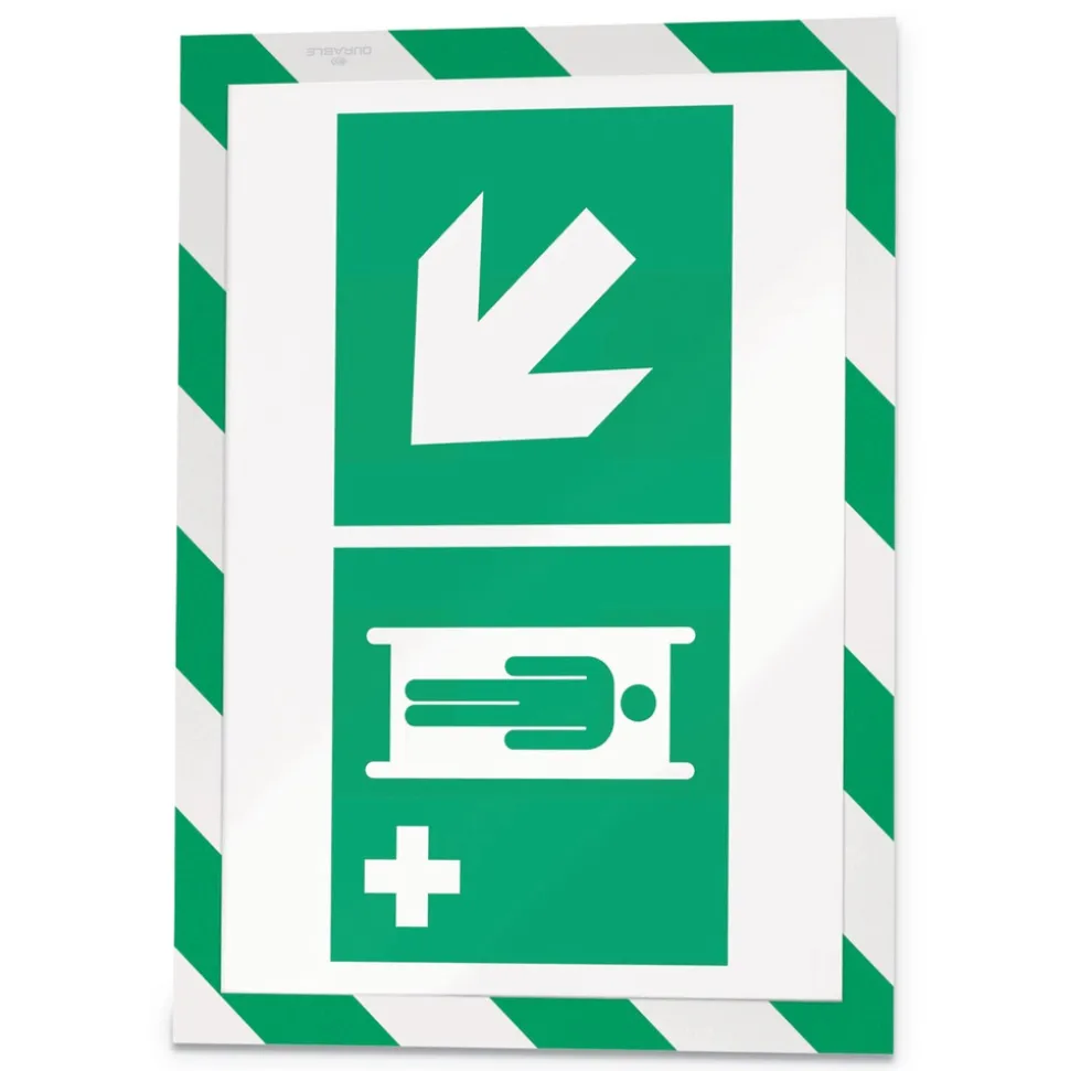 Durable 8.5 in. x 11 in. DURAFRAME Security Magnetic Sign Holder - Green/White Frame (2/Pack)