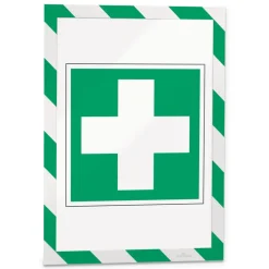 Durable 8.5 in. x 11 in. DURAFRAME Security Magnetic Sign Holder - Green/White Frame (2/Pack)