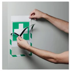 Durable 8.5 in. x 11 in. DURAFRAME Security Magnetic Sign Holder - Green/White Frame (2/Pack)