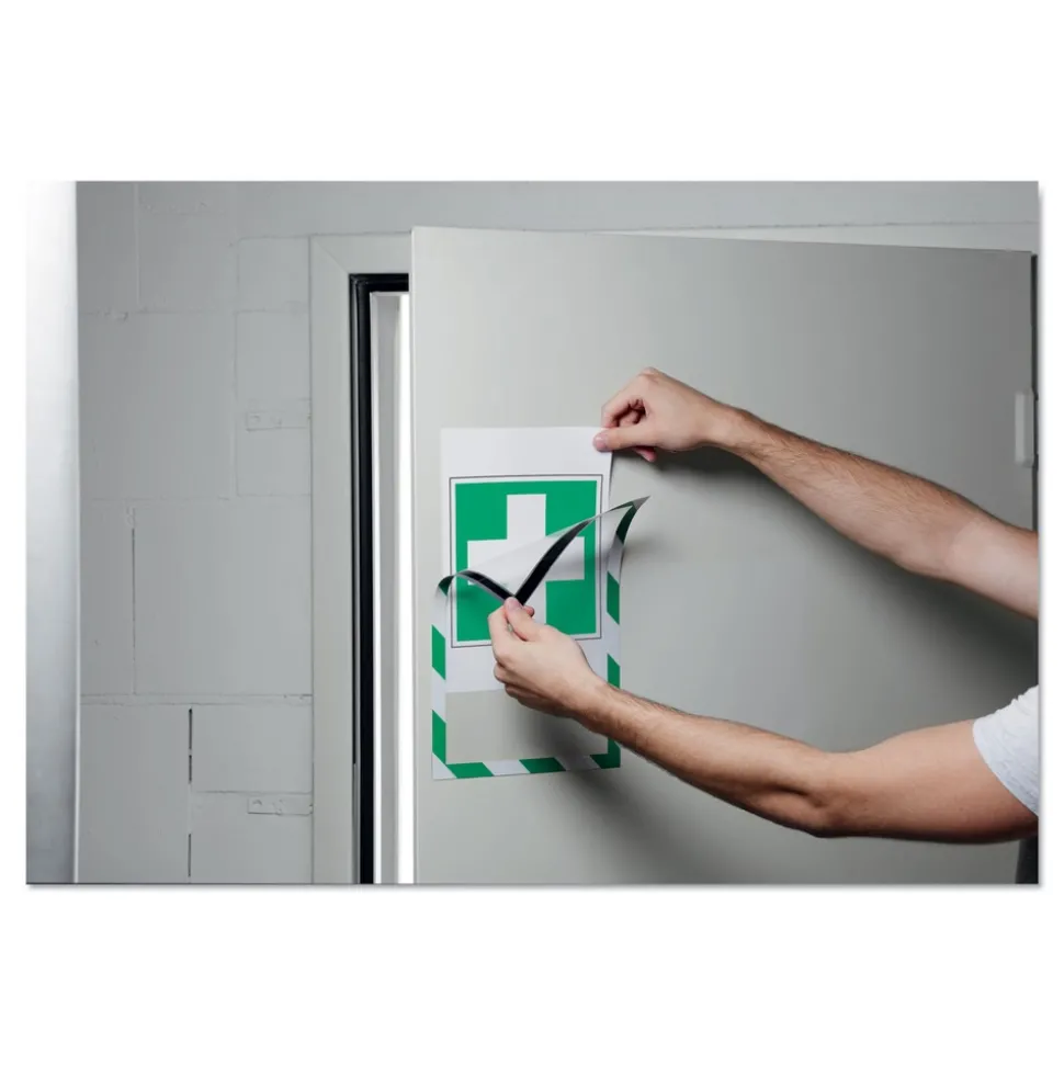 Durable 8.5 in. x 11 in. DURAFRAME Security Magnetic Sign Holder - Green/White Frame (2/Pack)