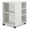 Durable 20.79 in. x 23.31 in. x 29.45 in. 6 Shelves Wood Flexible Multi-Functional Cart for Office Storage - White