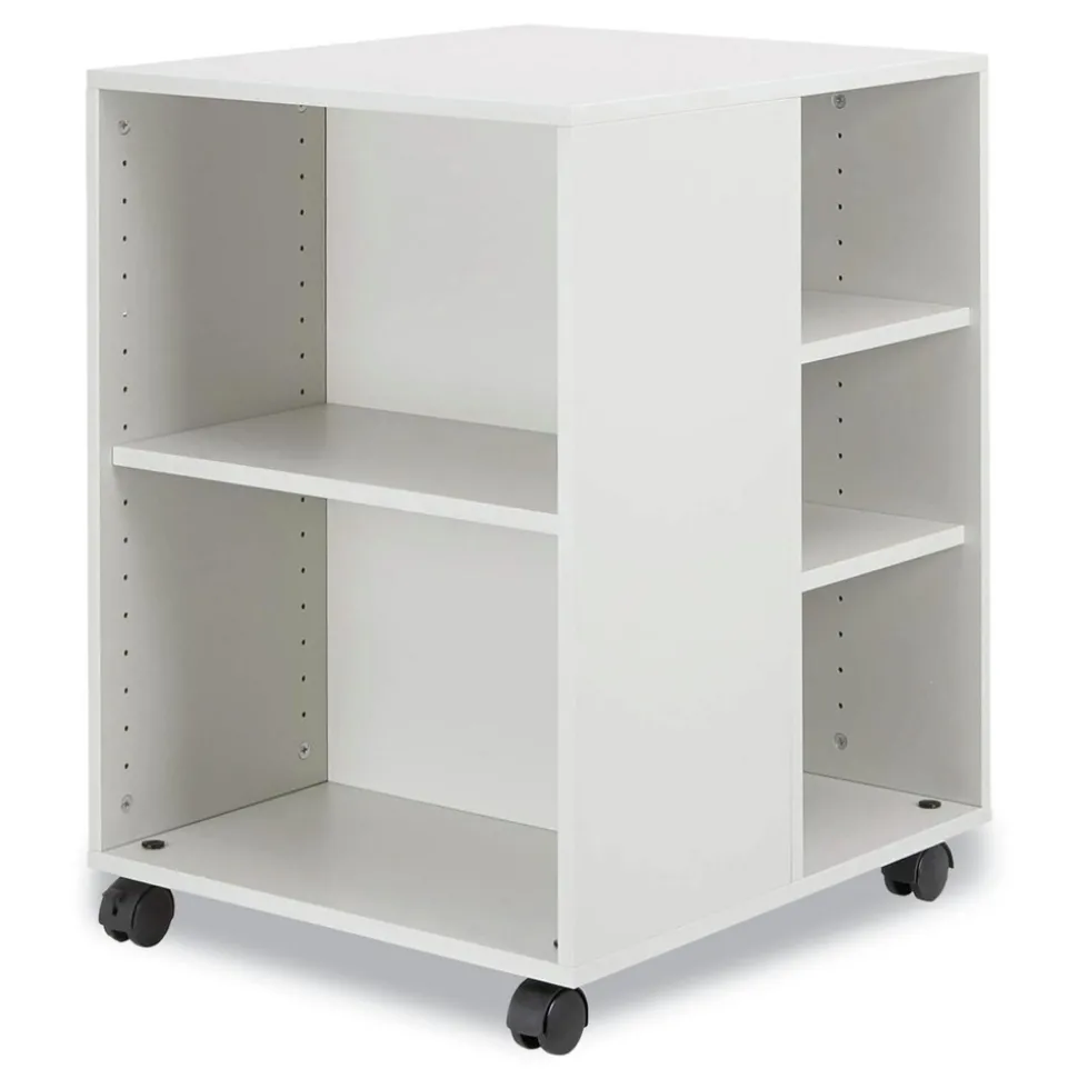 Durable 20.79 in. x 23.31 in. x 29.45 in. 6 Shelves Wood Flexible Multi-Functional Cart for Office Storage - White